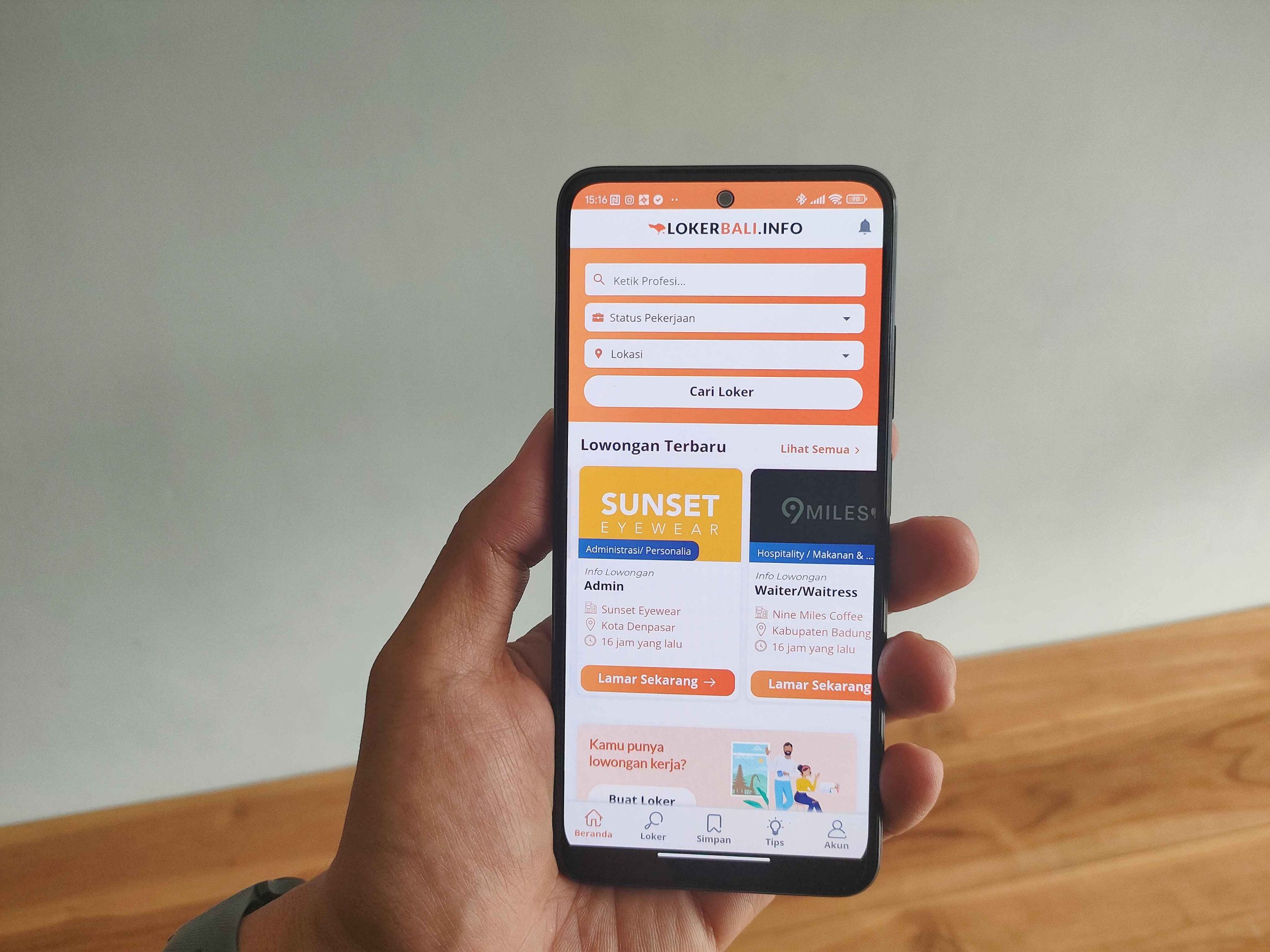 Penampakan Aplikasi Android LokerBali.Info