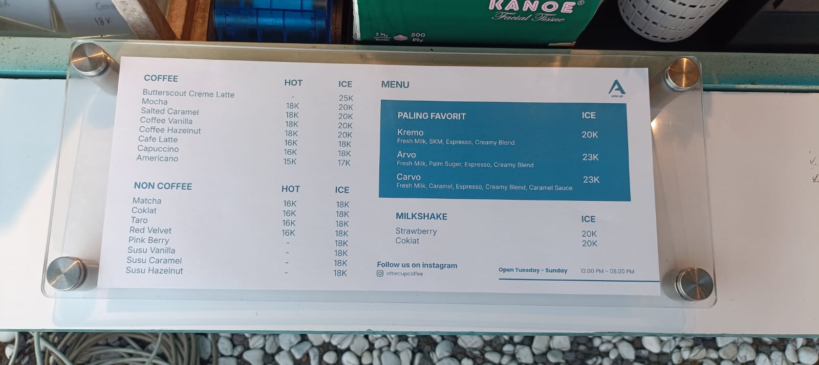 After Cup Coffee Menus